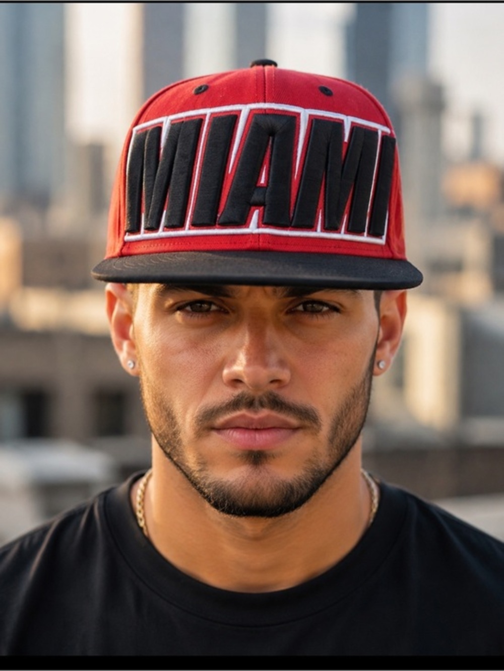 Mitchell & Ness Miami Heat NBA Red Black Adjustable Snapback Flat Brim Hat